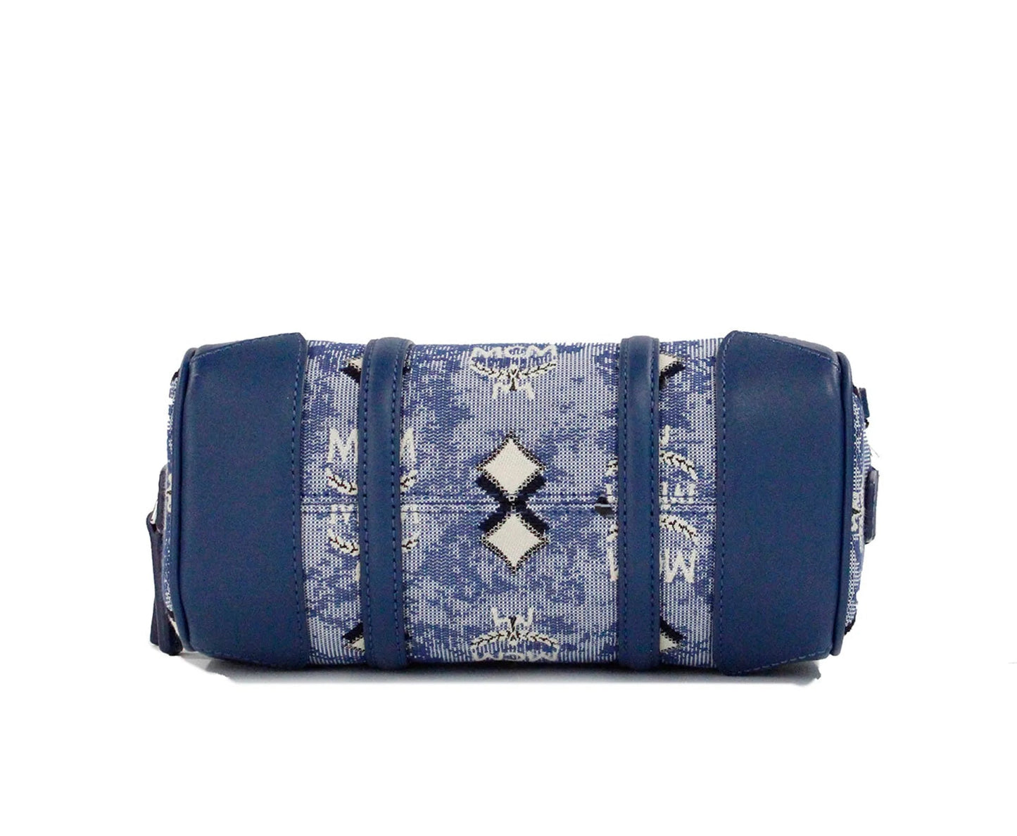 MCM Boston Mini Blue Vintage Jacquard Satchel Crossbody Bag
