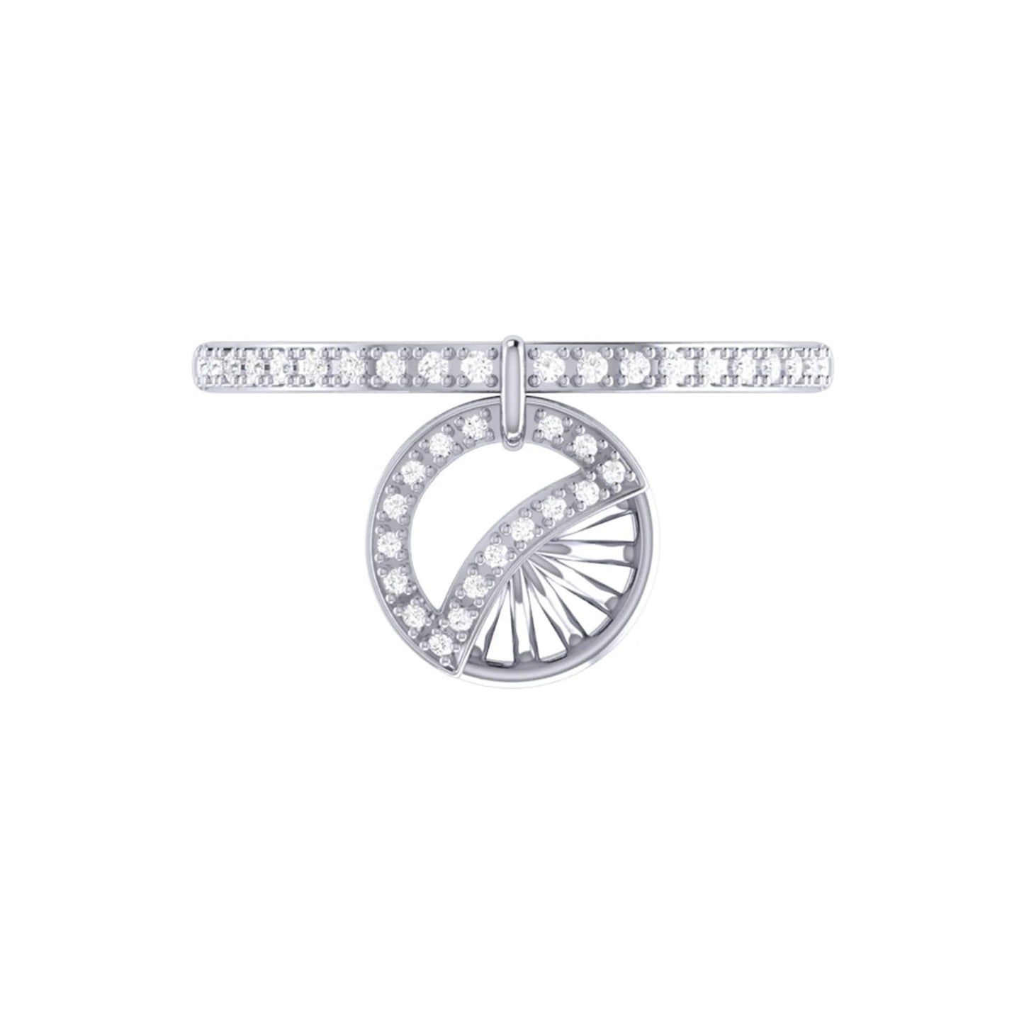 Moon Phases Diamond Charm Ring in Sterling Silver