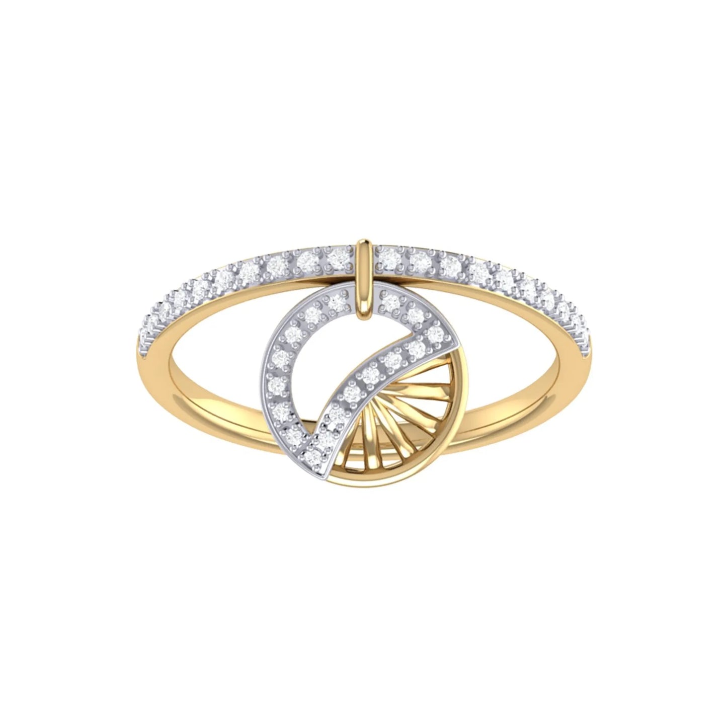 Moon Phases Diamond Charm Ring in Sterling Silver