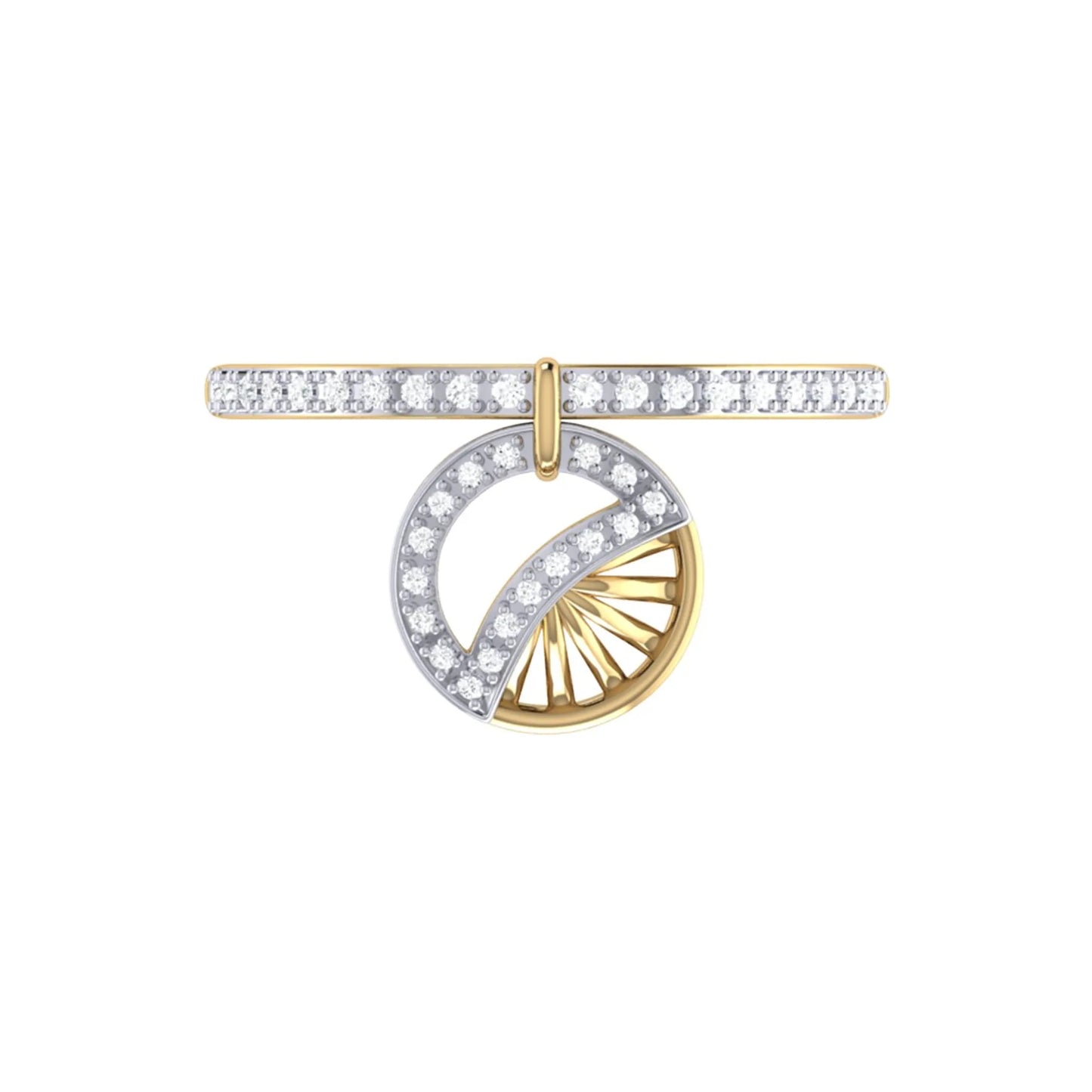 Moon Phases Diamond Charm Ring in Sterling Silver