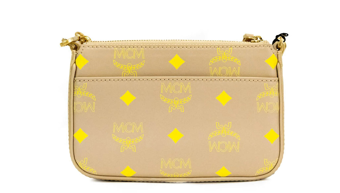 MCM Color Splash Croissant Leather Mini Pouch Crossbody Handbag