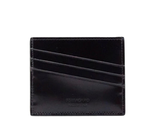 Salvatore Ferragamo Slim Black Embossed Patent Leather Card Case
