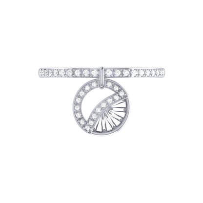 Moon Phases Diamond Charm Ring in Sterling Silver